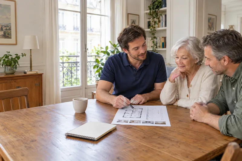 Conseillère faisant le point avec un senior à son domicile