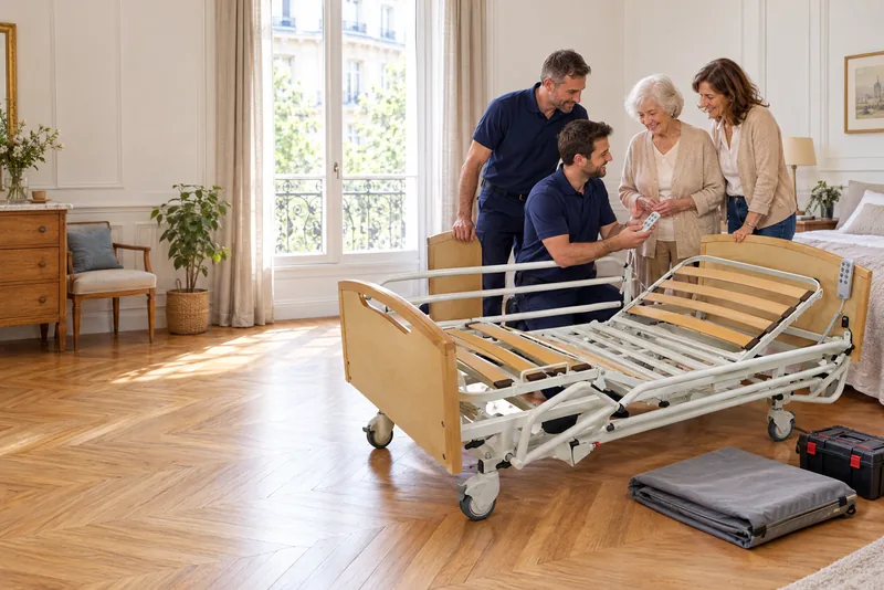Livraison et installation d'un lit médicalisé à domicile